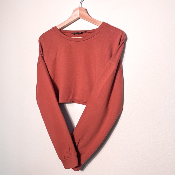 Womens Cropped PrettyLittleThing Pullover Sweatshirt Long Sleeve Cropped Top - Picture 7 of 11